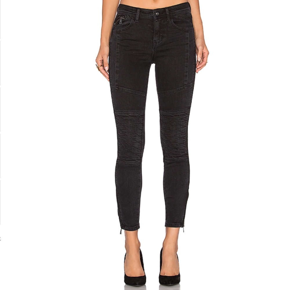 Free People | Black Moto Skinny Jeans